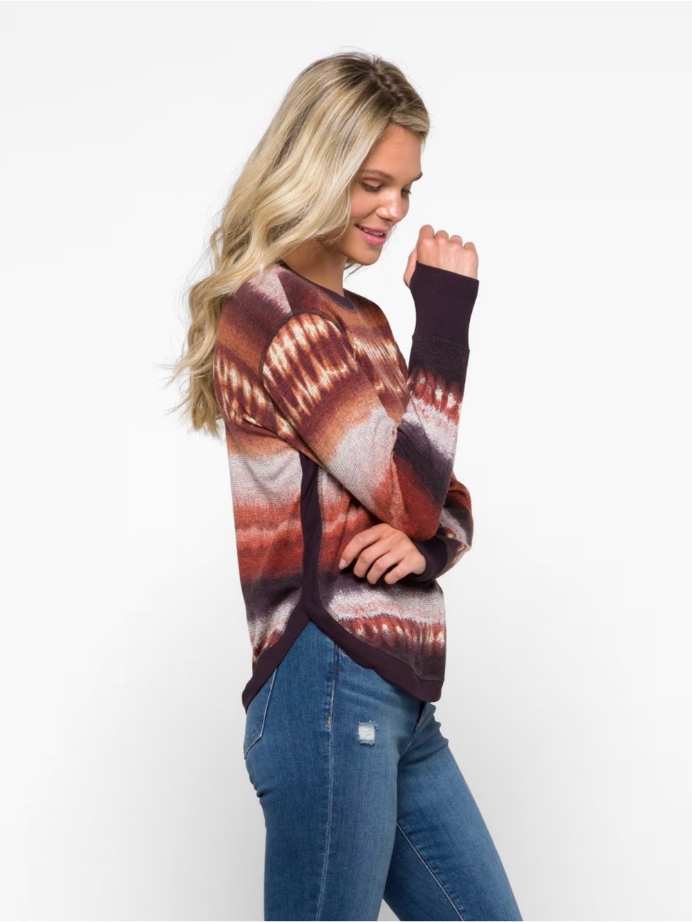 Fall Striped Crew Rosie Long Sleeve Knit Sweatshirt